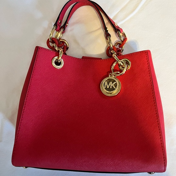Michael Kors Cynthia Safiano Satchel in Watermelon - Picture 8 of 8